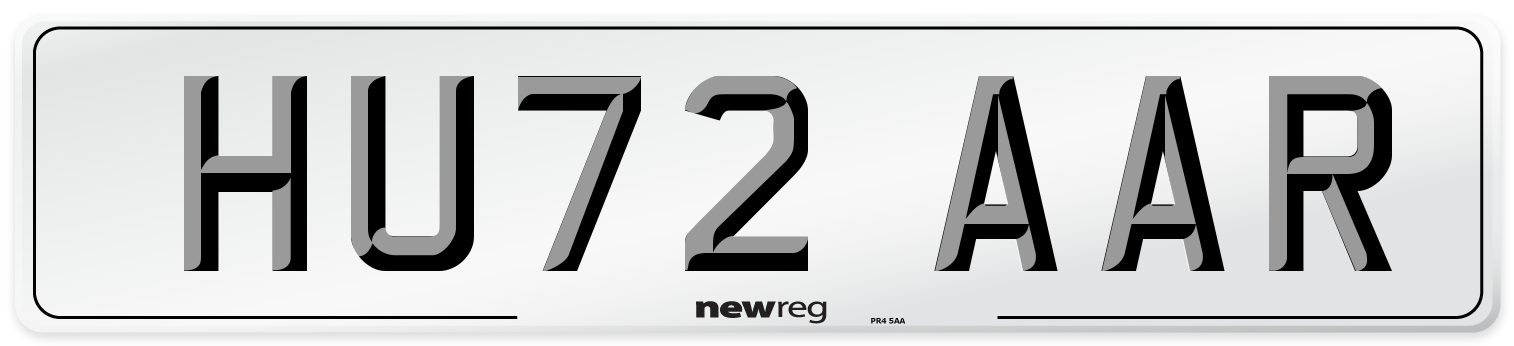 HU72 AAR Number Plate from New Reg